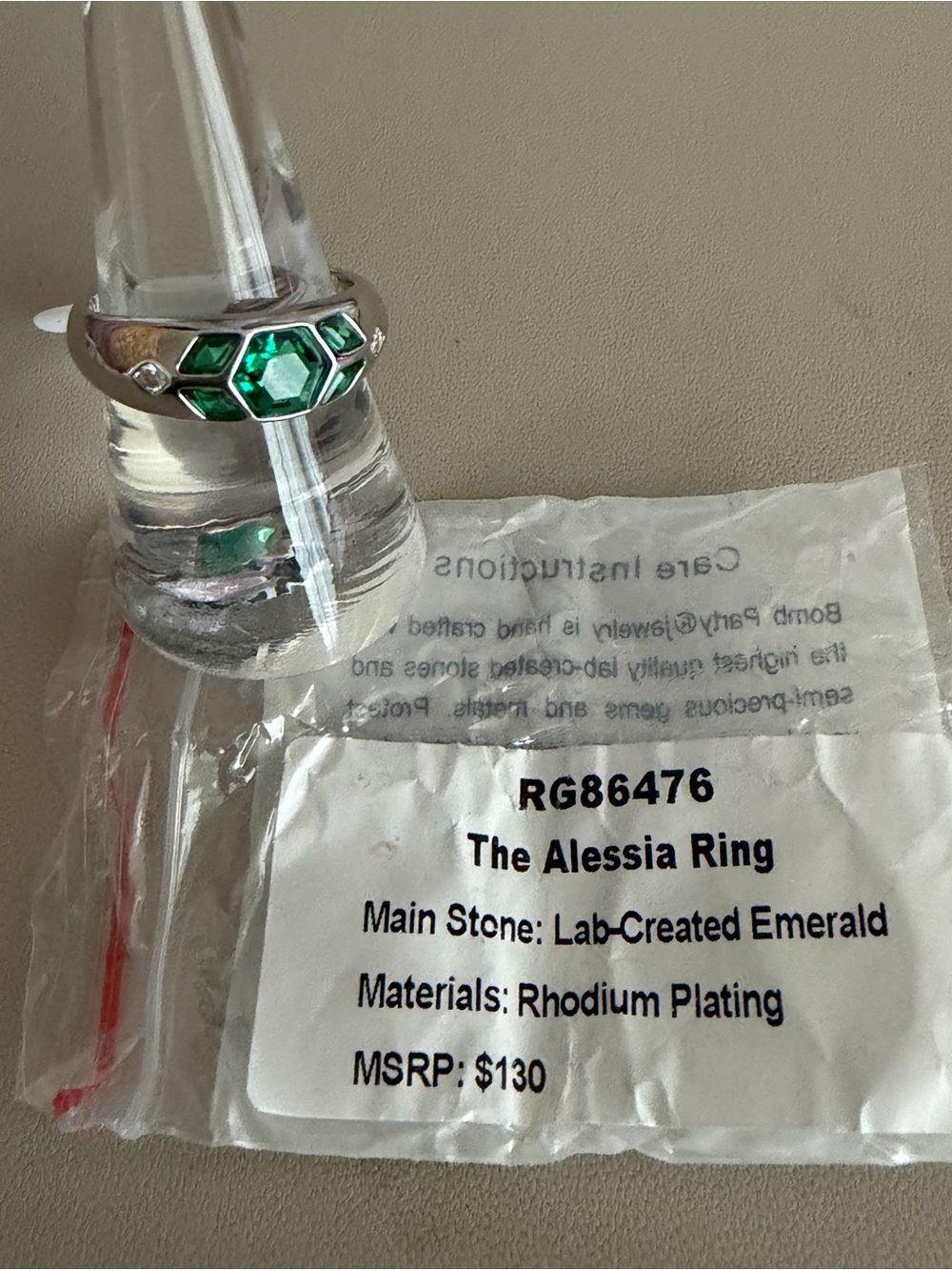Bomb Party May 2026 Birthday Ring – Lab Emerald – Size 9 – Alessia Ring